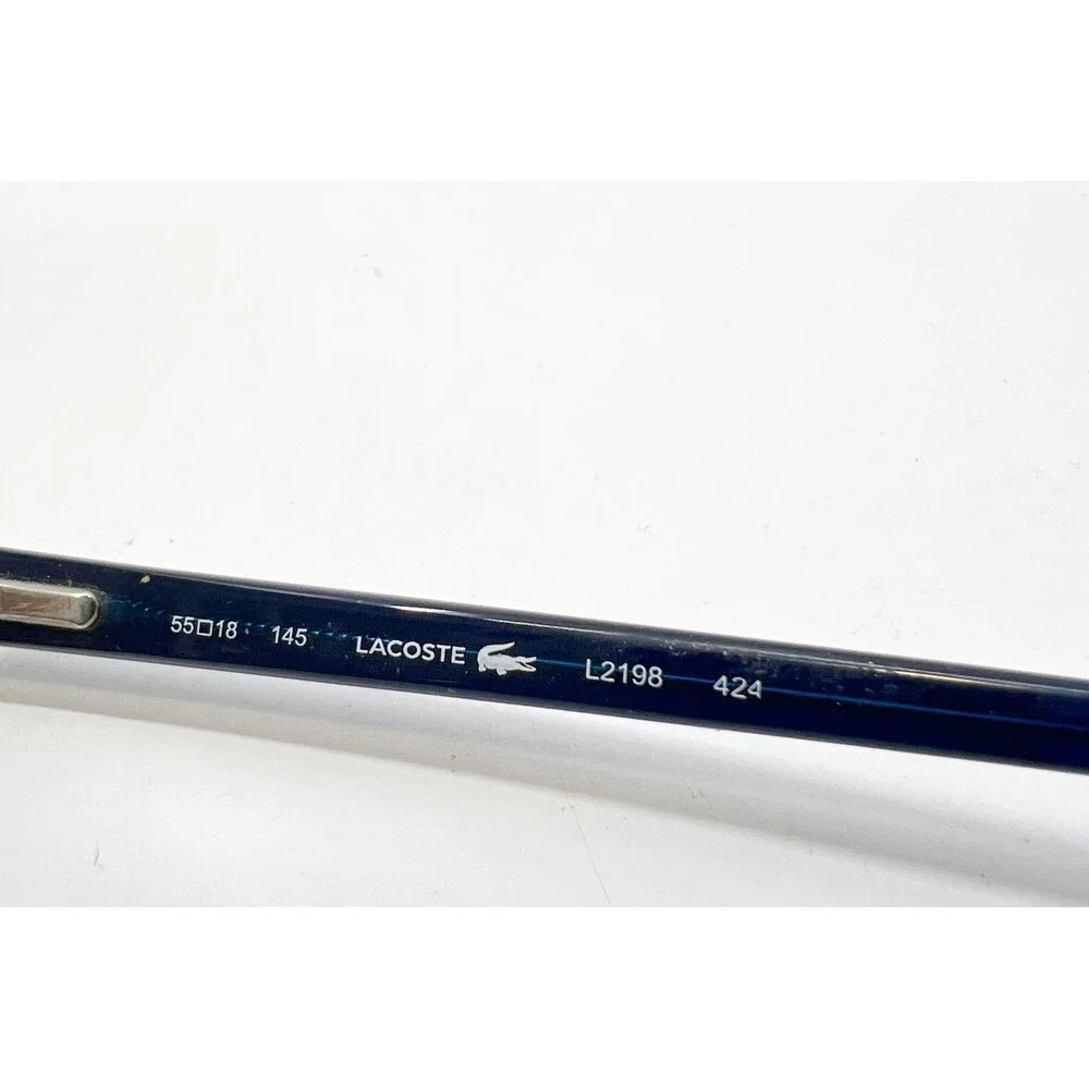 Lacoste Eyeglasses Mens Blue Silver L2198 424 Square Frames 55-18-145